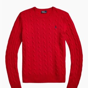 Polo Ralph Lauren Women's Red Cable Crew Neck Sweater Size XL
